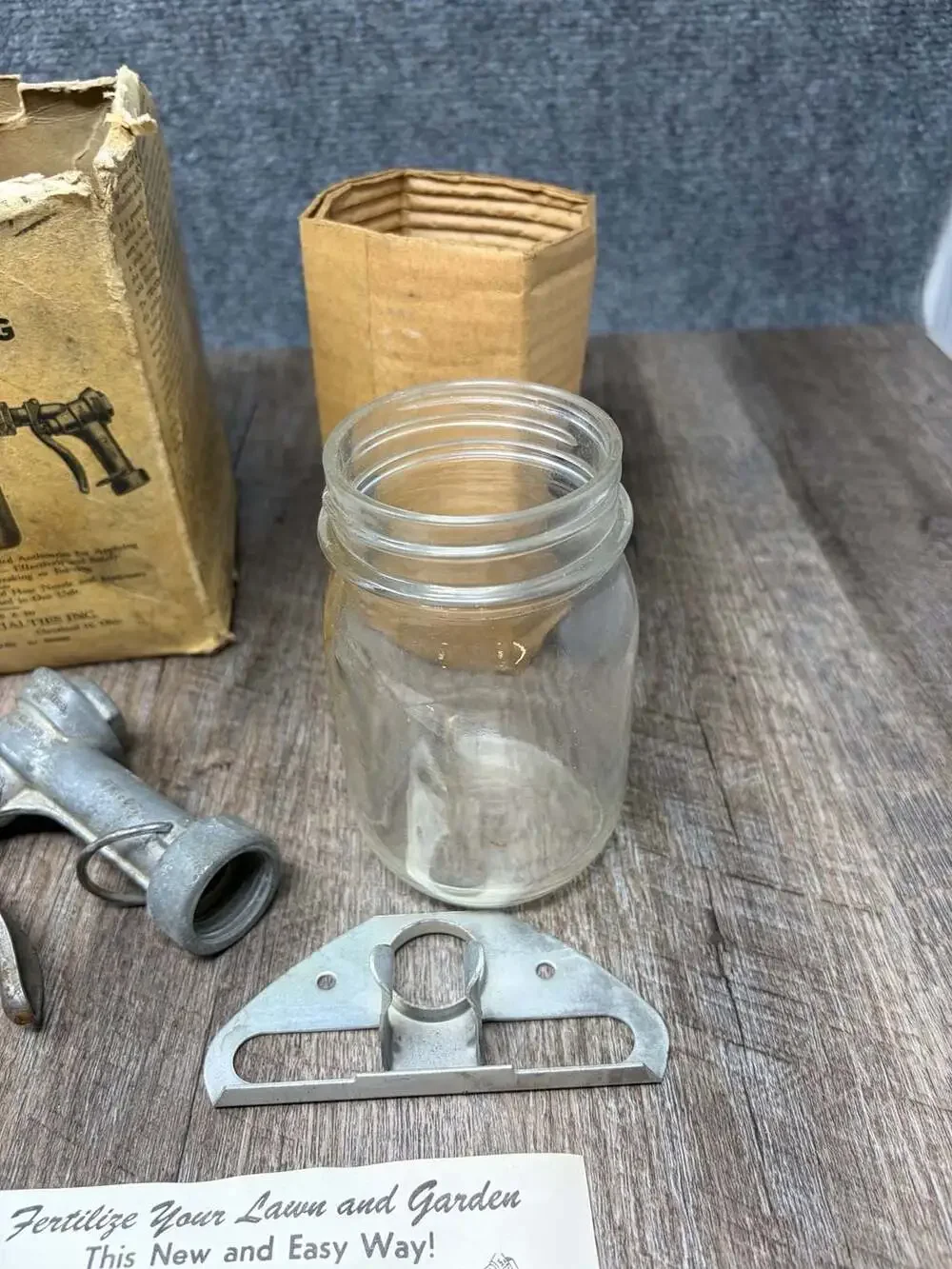 Vintage Tri-Con No. 500 Lawn Fertilizing Nozzle Sprayer Kit - glass bottle kit